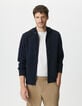 Cardigan marine coton bio maille Ottoman à capuche Homme-3 Cardigan marine coton bio maille Ottoman à capuche Homme-3