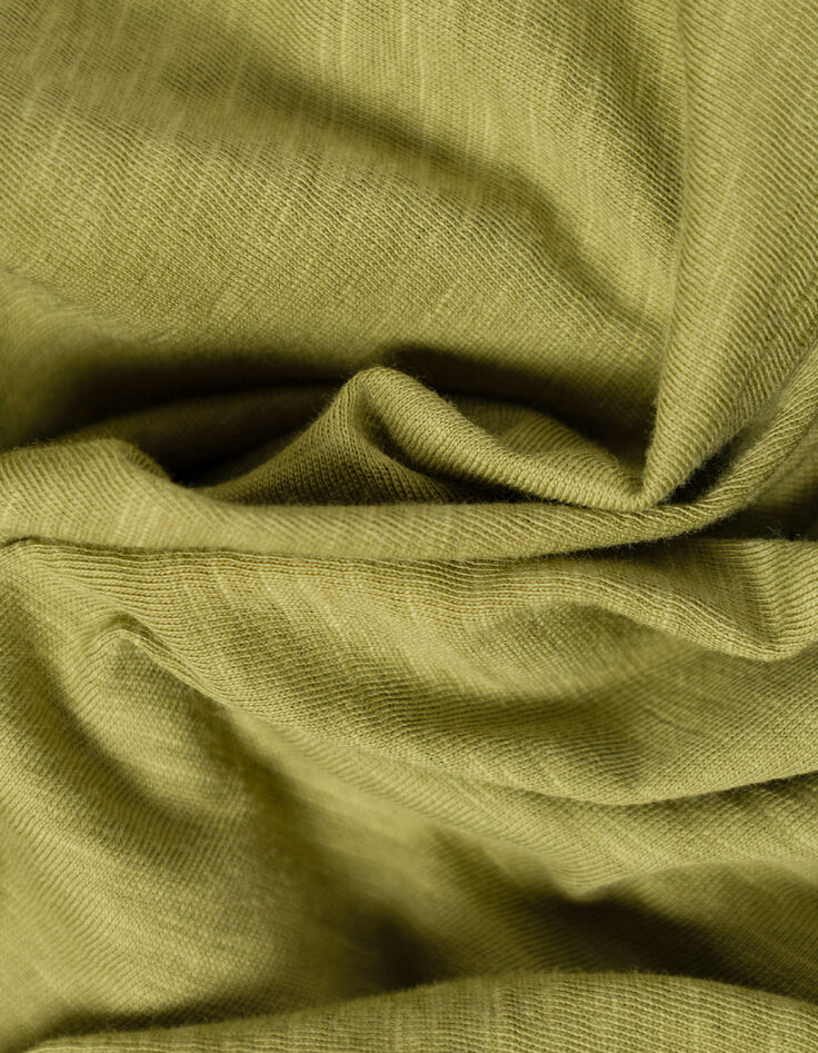 Gr&uuml;nes Flamm-T-Shirt V-Ausschnitt Baumwolle-8