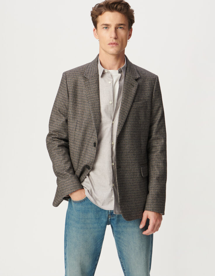 Blazer beige pata de gallo hombre-2