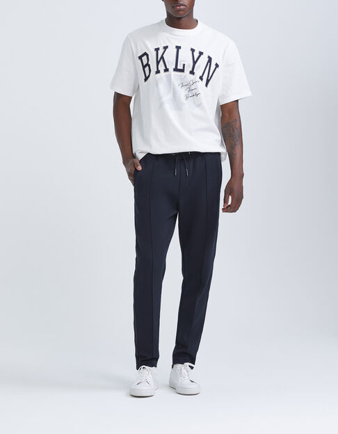 Men’s navy sport-style pique knit joggers - IKKS