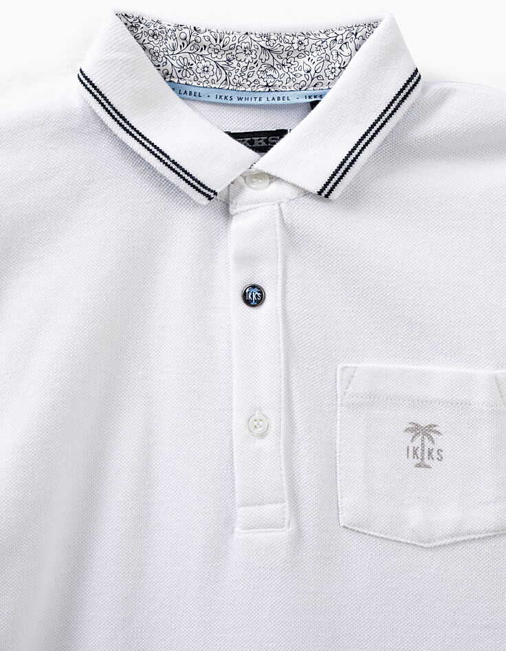 Polo blanco óptico con bolsillo bordado IKKS niño-3