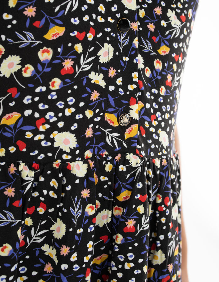 I.Code black dress with colour floral leopard print - I.CODE