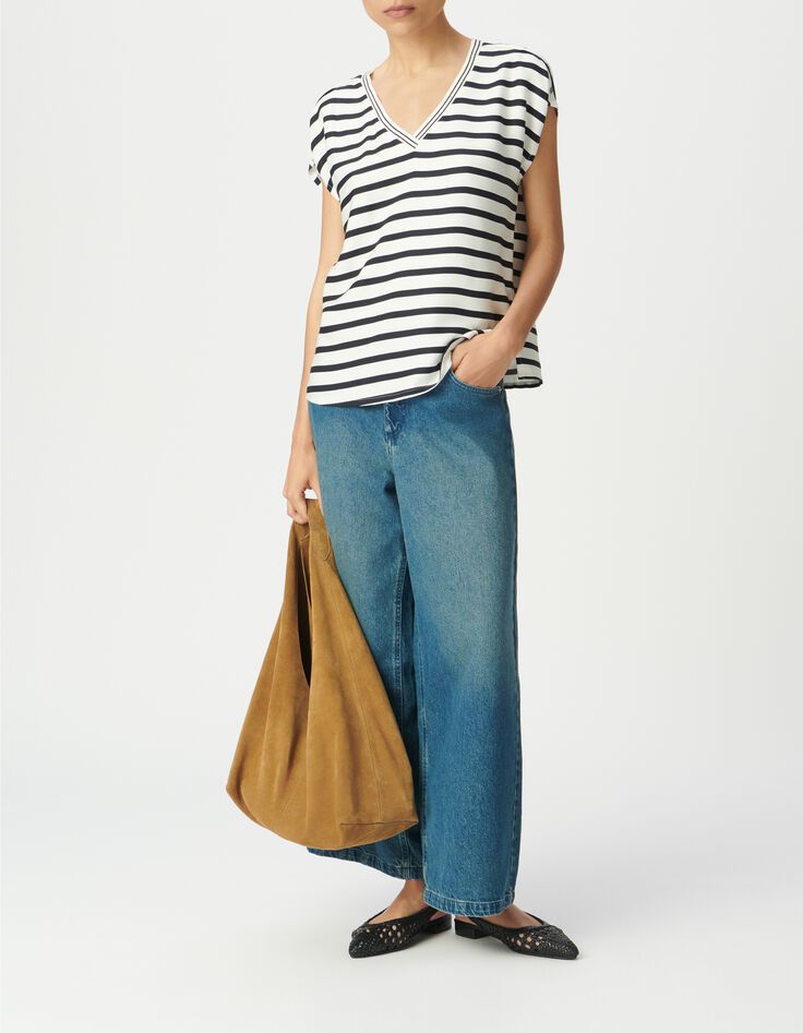 Top ray&eacute; &eacute;cru &agrave; pressions m&eacute;talliques-2