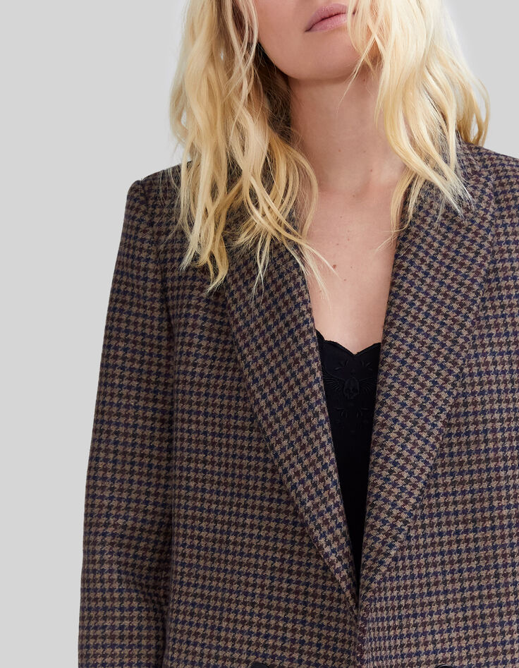 Women&rsquo;s sesame coat with houndstooth colours-4