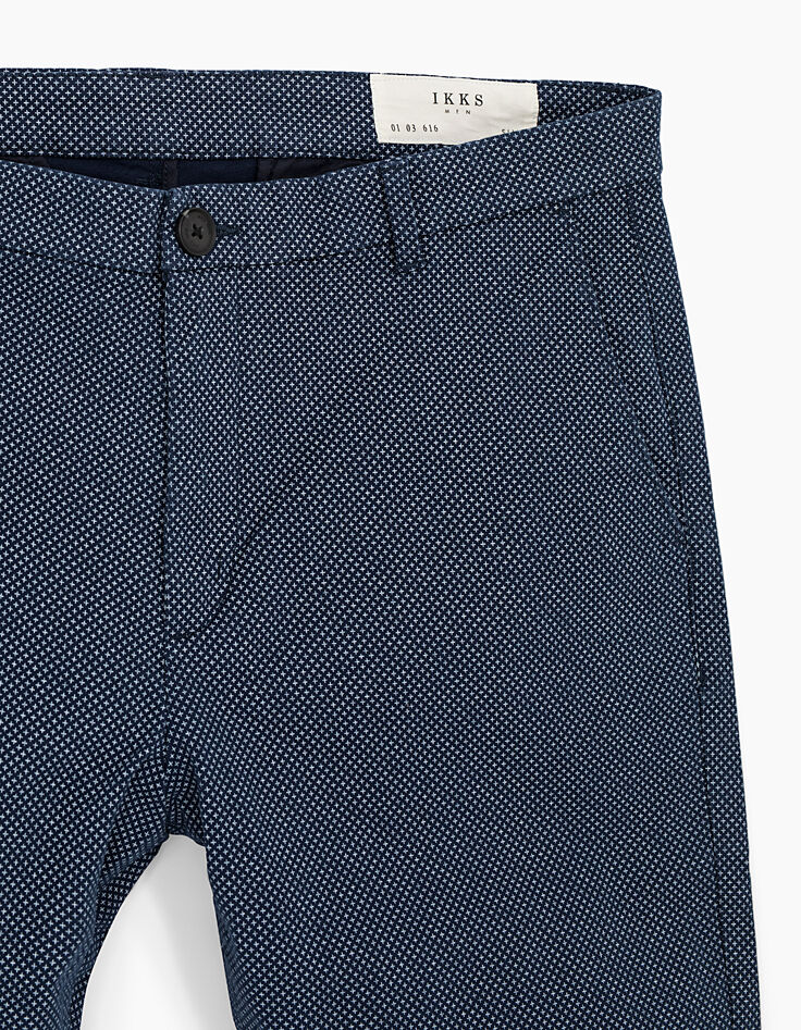 Pantalon chino indigo imprimé croix Homme-3 Pantalon chino indigo imprimé croix Homme-3