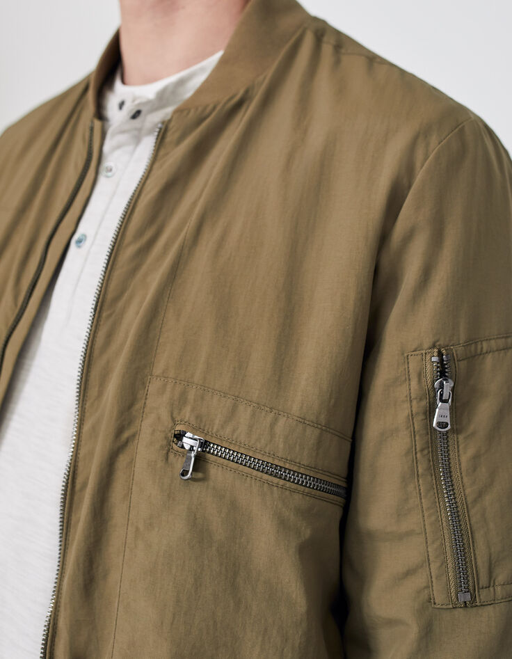 Men’s light khaki nylon bomber jacket-6