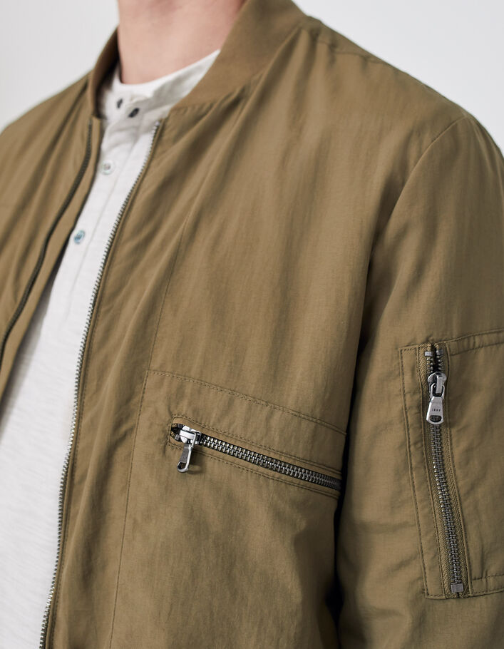 Men’s light khaki nylon bomber jacket - IKKS
