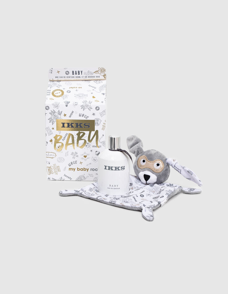 KOFFERTJE BABYPARFUM 100ml MET WIT MET GRIJZE KNUFFEL-2