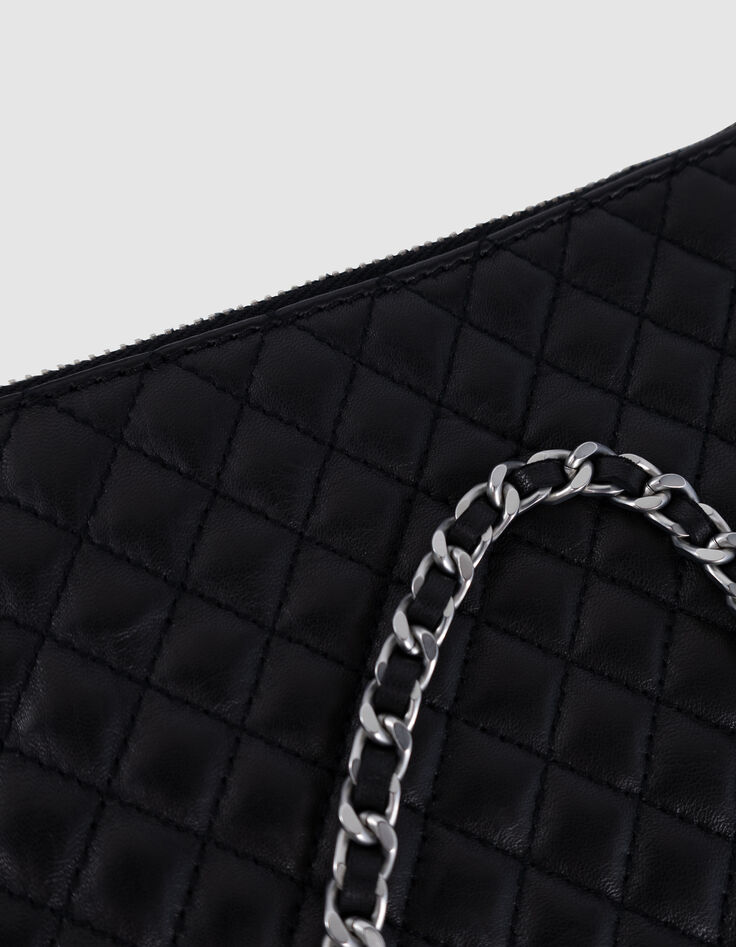 Women's 111 black quilted lambskin clutch bag-3