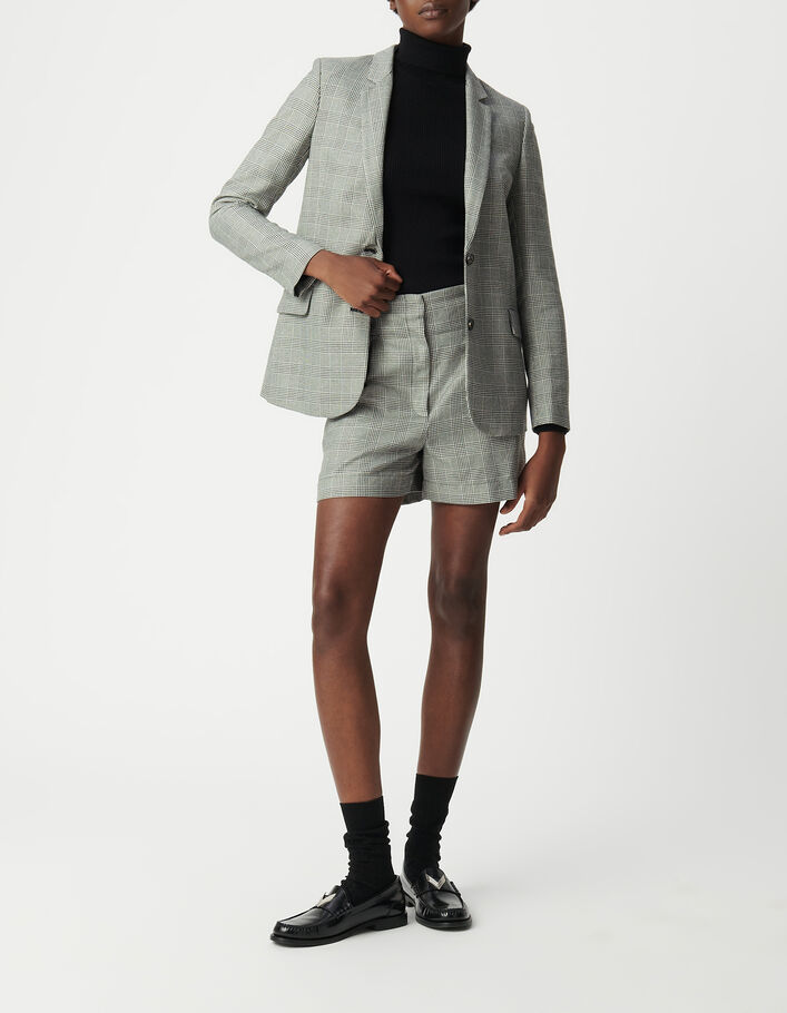 Veste de costume grise motif prince-de-galles Femme