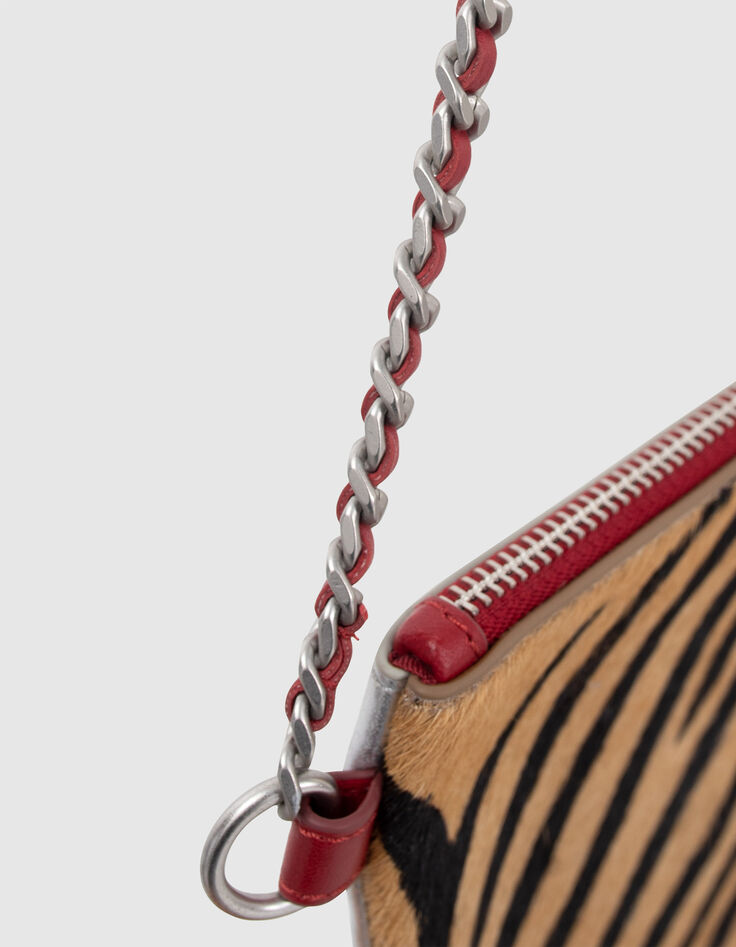 La pochette 111 en cuir de vachette argent et pony femme-3