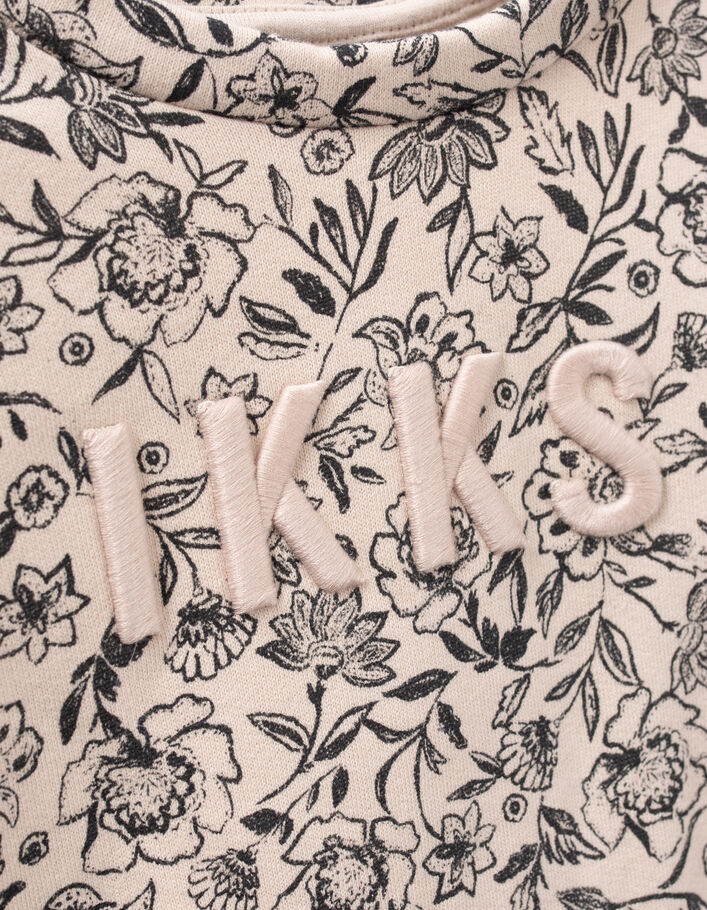Girls’ beige flower print organic cotton sweatshirt-5