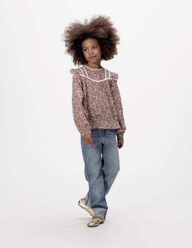 Blouse rose imprimé fleurs d'automne fille - IKKS