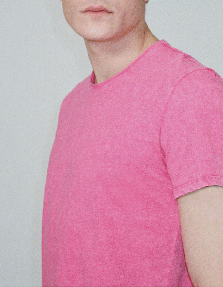 T-shirt De Essential pink ronde hals Heren-4