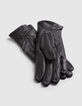 Women’s black leather gloves with studded chevrons-6