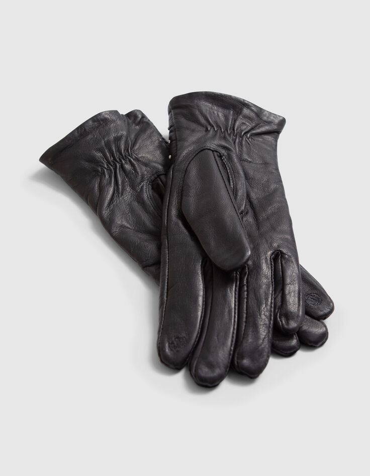 Women’s black leather gloves with studded chevrons-6