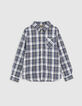 Chemise indigo à carreaux garçon -1