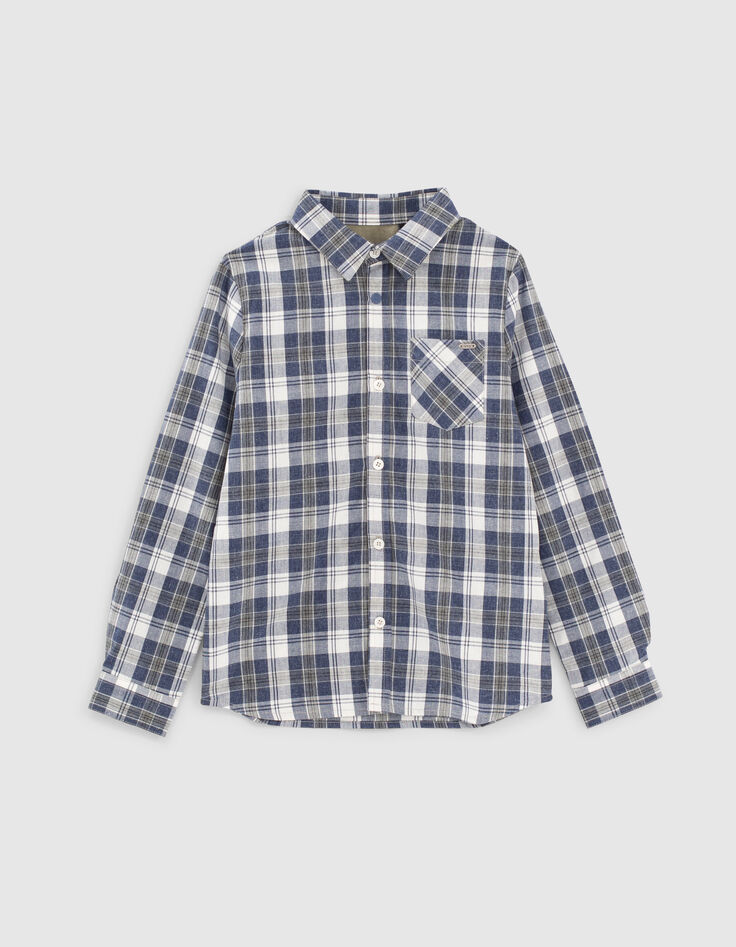 Chemise indigo à carreaux garçon -1 Chemise indigo à carreaux garçon -1