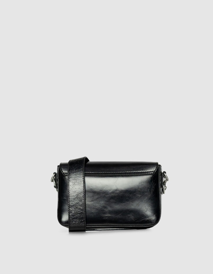 Le 111 ROCK noir cuir glacé double anse clous Femme-4
