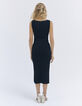Women’s black long knit tube-dress open down sides-2