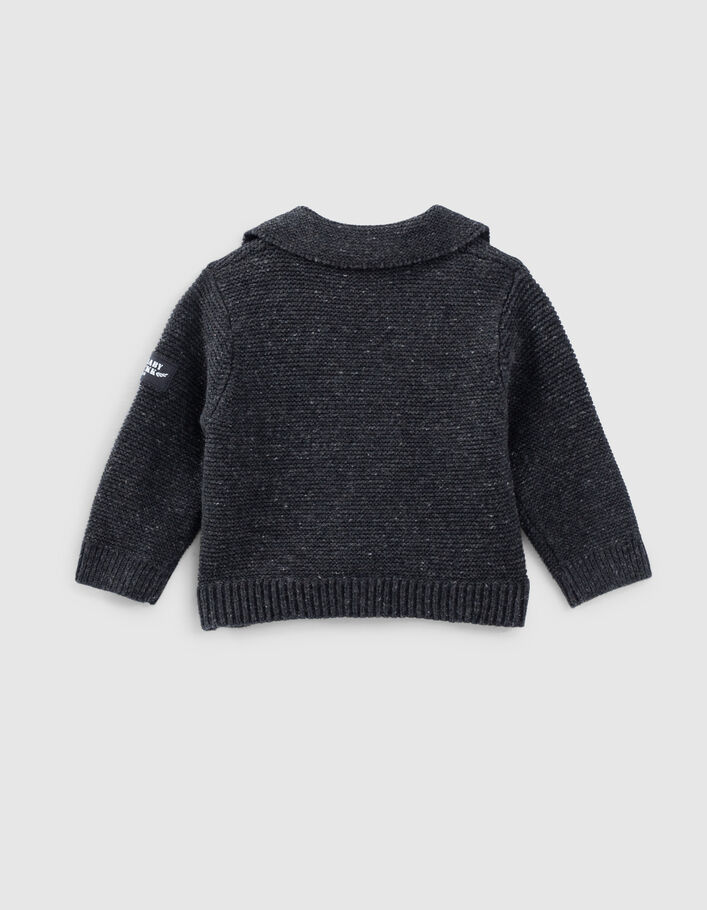 Baby’s grey marl biker-style knit organic cotton cardigan - IKKS