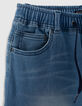 Bermuda en jean bleu taille &eacute;lastiqu&eacute;e gar&ccedil;on-6