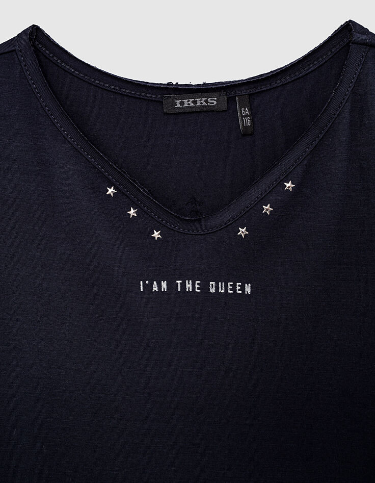 Tee-shirt tunisien navy couronne relief dos fille-4