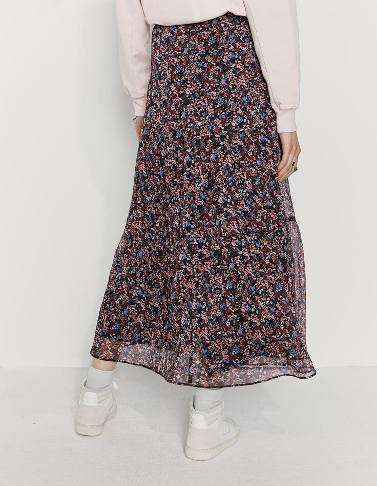 Falda larga amplia volantes floral mujer-3 Falda larga amplia volantes floral mujer-3