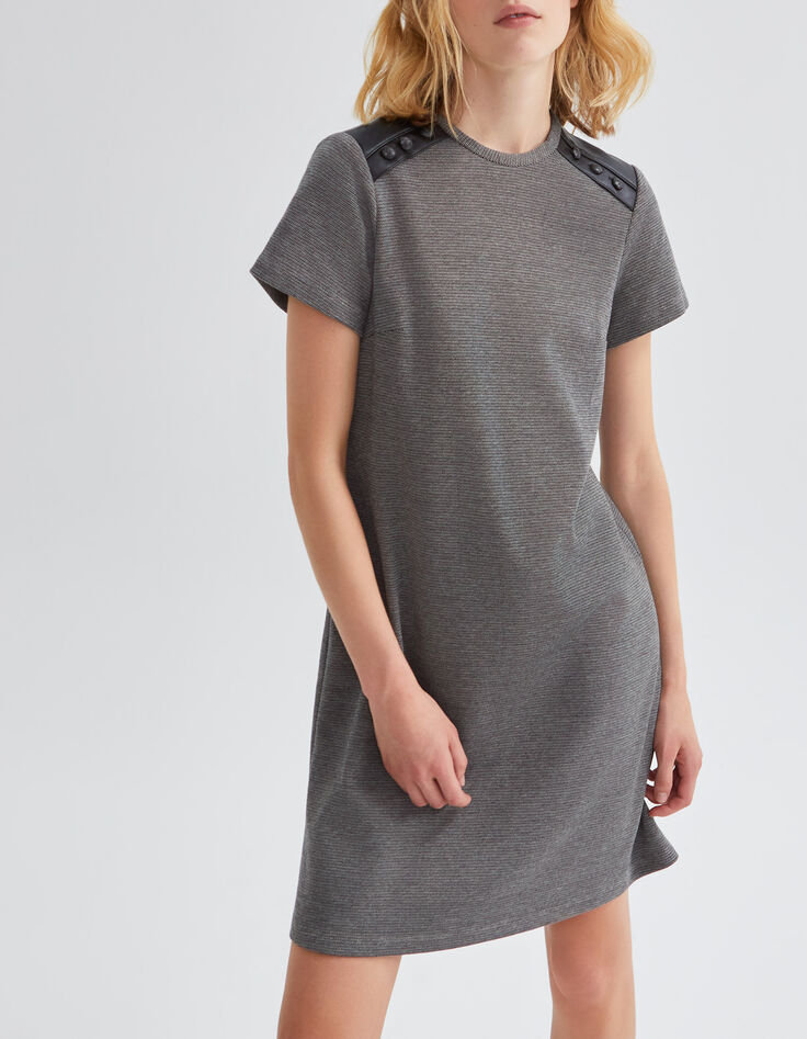 Robe grise faux-uni détails rock Femme-1