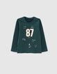 Boys' dark green print and number 87 T-shirt-1