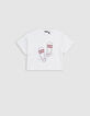 Weißes Mädchen-T-Shirt, Sandalen mit Stickerei-3