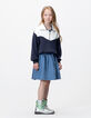 Girls’ 2-in-1 denim dress and zip-neck sweatshirt-1
