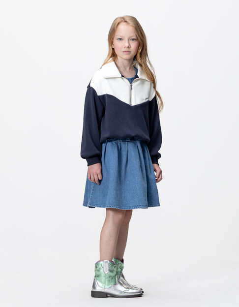 Girls’ 2-in-1 denim dress and zip-neck sweatshirt - IKKS