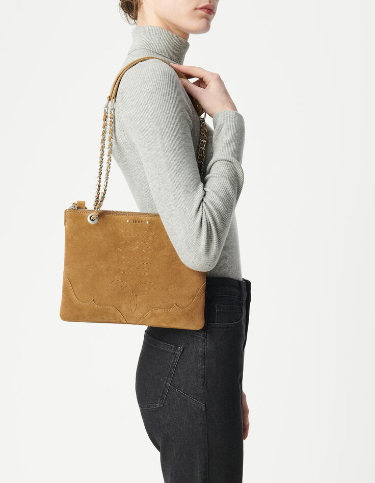 Clutch bag 1440 Reporter camel suede Women-6