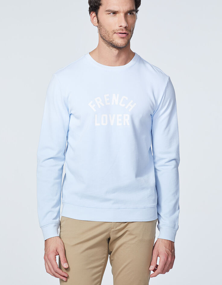 Vergeet-me-niet blauwe sweater met tekst Heren-2