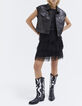 Women’s black checkerboard pleated tulle short skirt-6