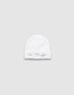 Girls’ white glittery knit beanie with bow-1
