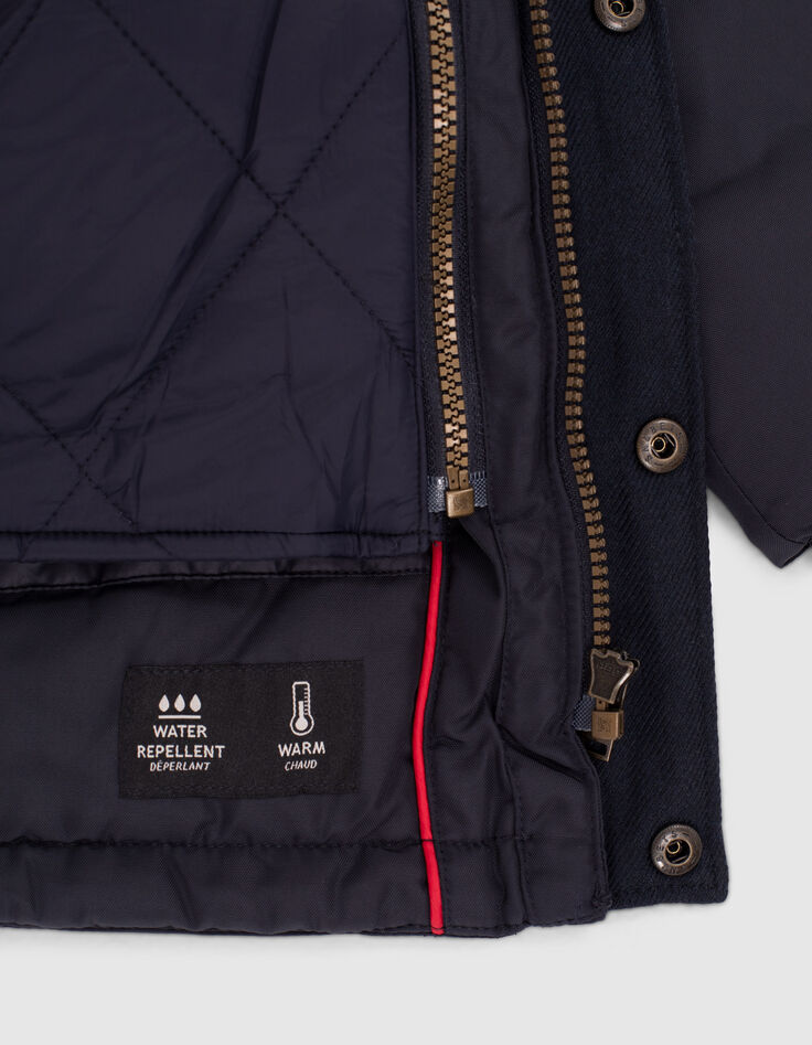 Blauer 2-in-1-Jungenparka mit roter Steppweste mit Karos-4