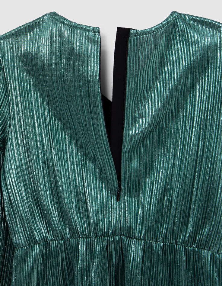 Robe émeraude plissée métallisée-5 Robe émeraude plissée métallisée-5