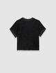 Women’s black lurex openwork knit short-sleeved T-shirt-1