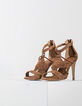 Women’s camel fine-heeled sandals-2