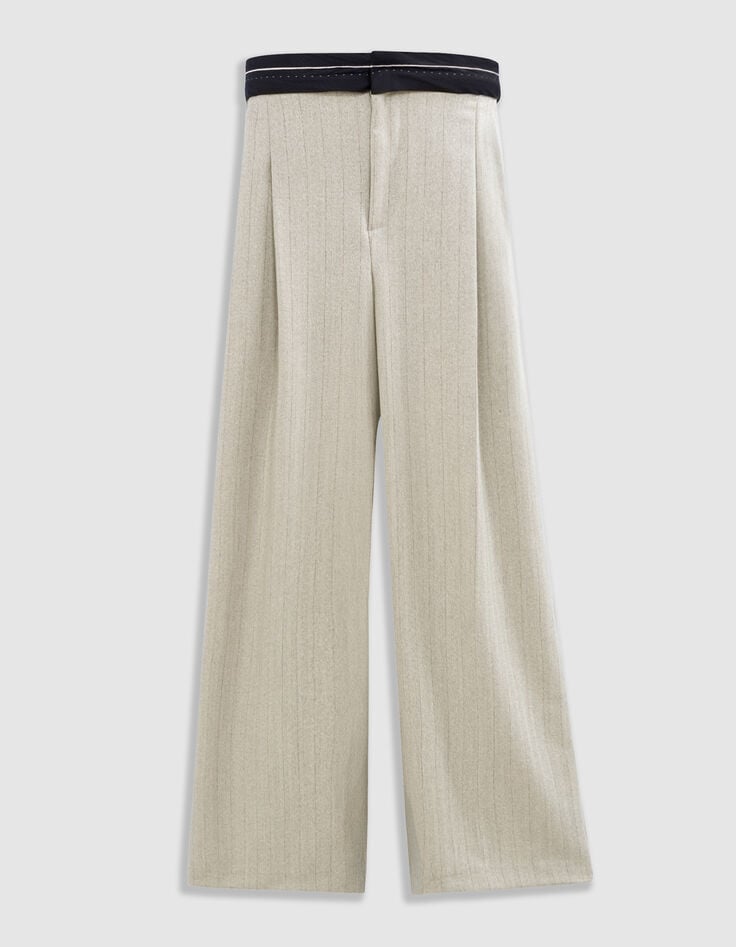 Damen graue Lurexstreifen ärmellose Anzughose-6