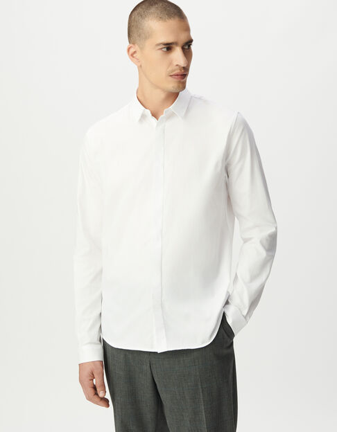 Camisa SLIM blanca algodón botones ocultos hombre - IKKS