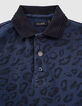Polo indigo bio à motif léopard garçon -2