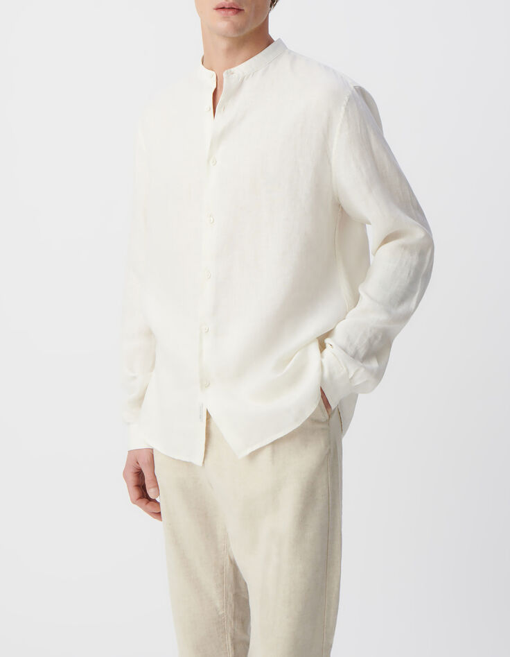 Camisa REGULAR tiza cuello Mao lino hombre-2