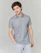 Polo marine chiné à col jacquard Homme-2