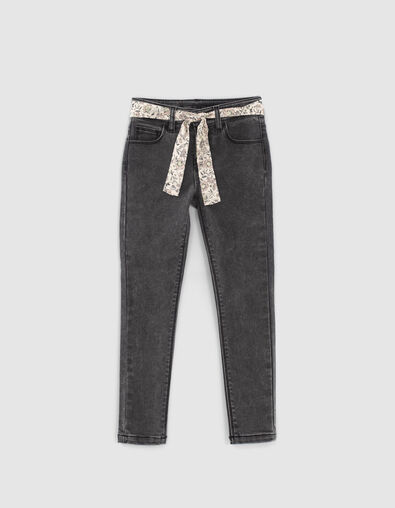 Grijze SKINNY jeans met sjaal-ceintuur meisjes - IKKS