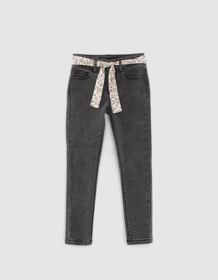 Grijze SKINNY jeans met sjaal-ceintuur meisjes-1