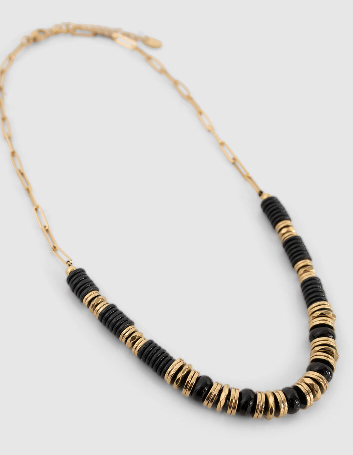 Women’s black and gold-tone Heishi bead choker necklace - IKKS