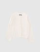 Cardigan écru tricot lurex fantaisie dos fille-1